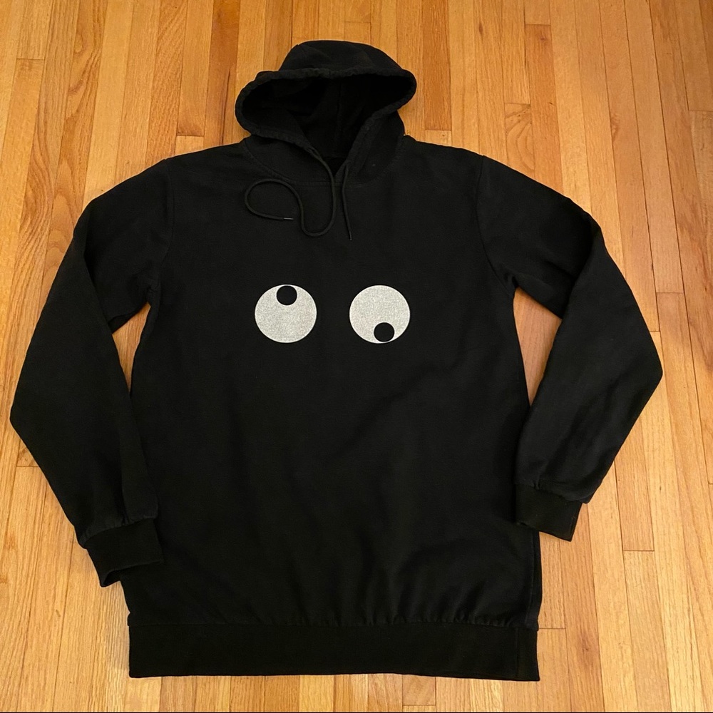 NWOT Crazy Googly Eyes Black Hoodie Sweatshirt Youth XL or Adult Small